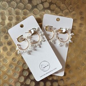 Karma Gold and White Hoop Earrings